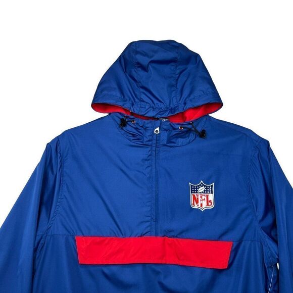 NFL Men's Shield Logo 1/2 Zip Hooded Windbreaker Pullover Jacket - Picture 3 of 14